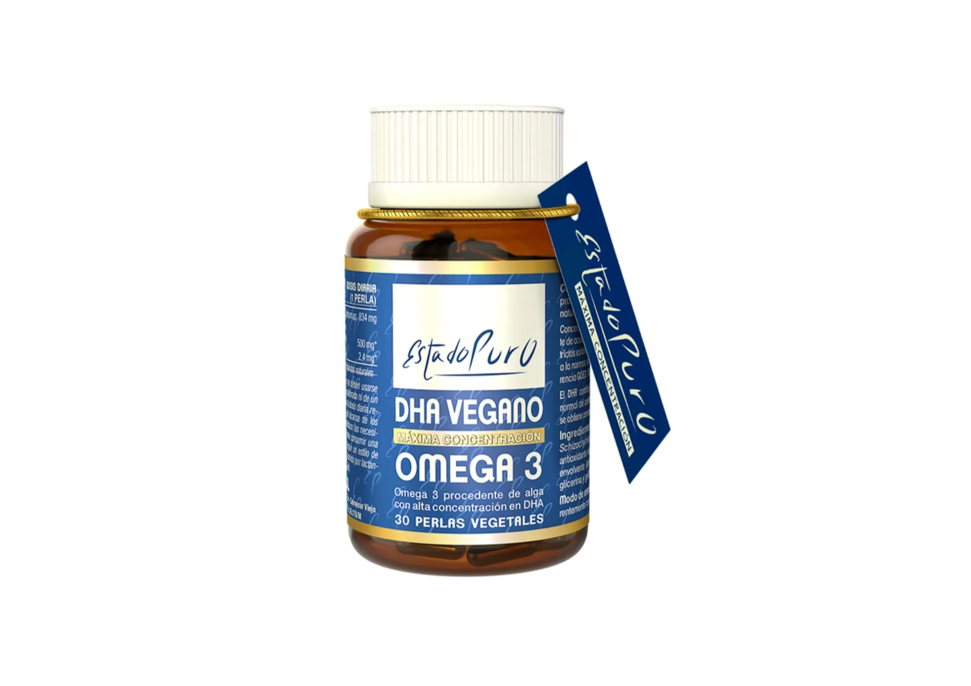 Envase de DHA Vegano Omega 3 de Estado Puro